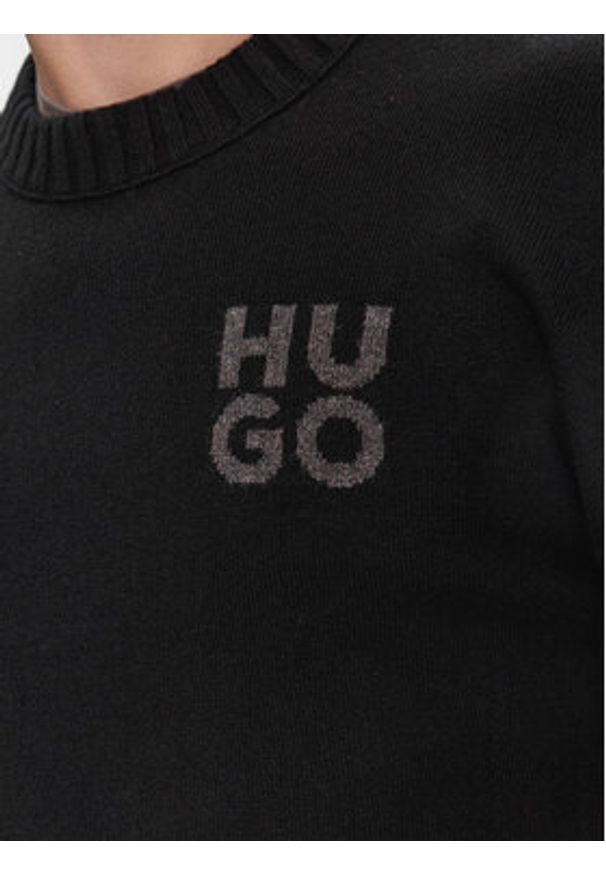Hugo Sweter San Cassio-L 50500015 Czarny Regular Fit. Kolor: czarny. Materiał: wełna