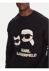 Karl Lagerfeld - KARL LAGERFELD Sweter 655030 554306 Czarny Regular Fit. Typ kołnierza: dekolt w karo. Kolor: czarny. Materiał: syntetyk #5