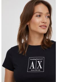 Armani Exchange t-shirt bawełniany kolor czarny. Kolor: czarny. Materiał: bawełna. Wzór: nadruk #3