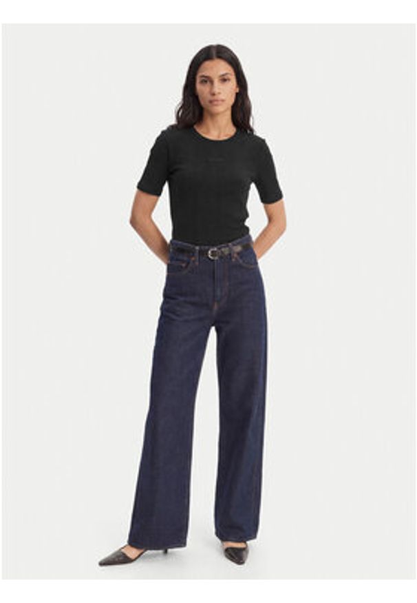 Calvin Klein T-Shirt Varigated LV044F211G Czarny Slim Fit. Kolor: czarny. Materiał: bawełna