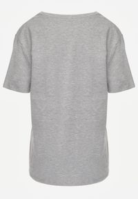 Born2be - Jasnoszary T-shirt Genilin. Okazja: na co dzień. Typ kołnierza: dekolt w serek. Kolekcja: plus size. Kolor: szary. Materiał: jeans. Styl: casual #6