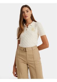 Lauren Ralph Lauren - LAUREN RALPH LAUREN Polo 200932224001 Écru Slim Fit. Typ kołnierza: polo. Materiał: bawełna