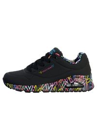 skechers - Buty do chodzenia damskie Skechers Uno. Okazja: na co dzień. Zapięcie: sznurówki. Kolor: czarny. Materiał: materiał, syntetyk. Szerokość cholewki: normalna. Model: Skechers Sport. Sport: turystyka piesza