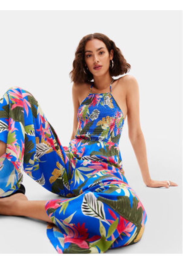 Desigual Kombinezon Tropical Party 24SWMW22 Kolorowy Regular Fit. Materiał: wiskoza. Wzór: kolorowy