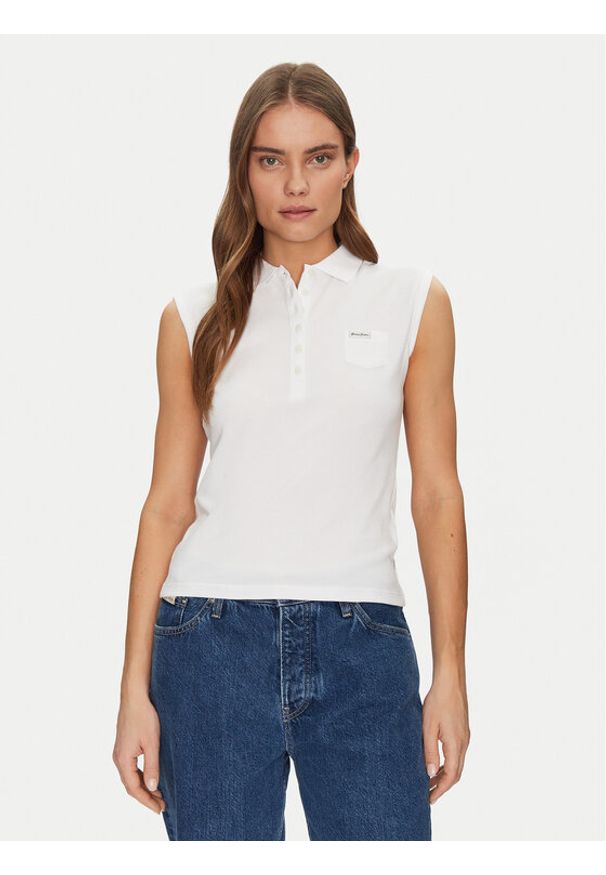 Guess Jeans Polo W5GP24 KCYR1 Biały Regular Fit. Typ kołnierza: polo. Kolor: biały. Materiał: bawełna