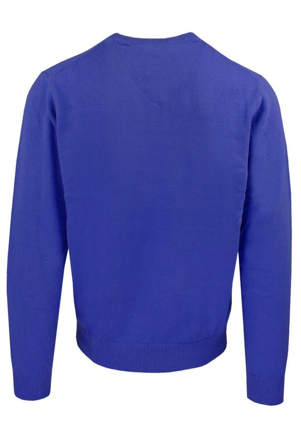 Męski, Bawełniany Sweter w Serek (V-neck) - Adriano Guinari - Charbowy. Okazja: na co dzień, na spotkanie biznesowe, do pracy. Typ kołnierza: dekolt w serek. Kolor: niebieski. Materiał: bawełna. Styl: biznesowy, casual, elegancki, klasyczny