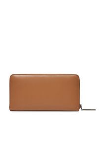 Calvin Klein Duży Portfel Damski Embossed Logo Zip Lg Wallet K60K612439 Brązowy. Kolor: brązowy. Materiał: skóra