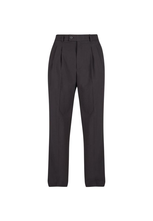 Damskie spodnie z podwójną plisą Urban Classics. Kolor: czarny. Materiał: poliester, wiskoza, tkanina. Długość: długie