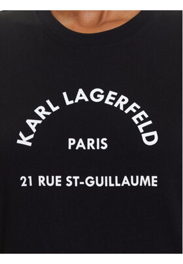 Karl Lagerfeld - KARL LAGERFELD T-Shirt A3W17105 Czarny Regular Fit. Typ kołnierza: dekolt w karo. Kolor: czarny. Materiał: bawełna
