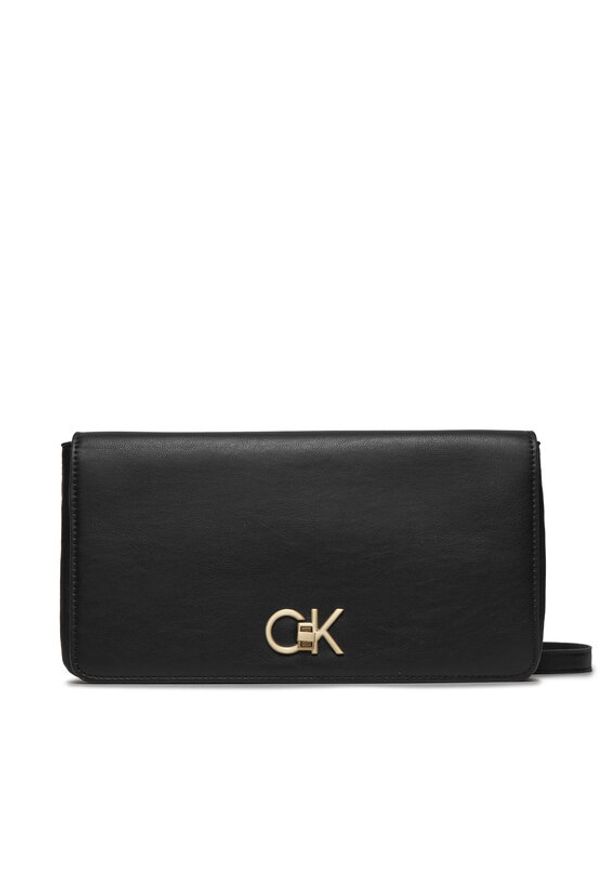 Calvin Klein Torebka Re-Lock Double Gusette K60K611336 Czarny. Kolor: czarny. Materiał: skórzane