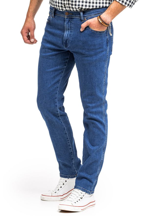 Wrangler - WRANGLER TEXAS SLIM MĘSKIE SPODNIE JEANSOWE THE STONE RIDE W12SYI39U. Okazja: na spotkanie biznesowe. Styl: elegancki, biznesowy