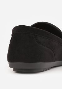 Born2be - Czarne Półbuty Mokasyny z Przeszyciami przy Nosku Orusa. Okazja: na co dzień, do pracy. Kolor: czarny. Materiał: len, jeans. Wzór: gładki. Styl: elegancki, casual #6