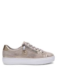 Rieker Sneakersy L59L8-62 Złoty. Kolor: złoty. Materiał: zamsz, skóra