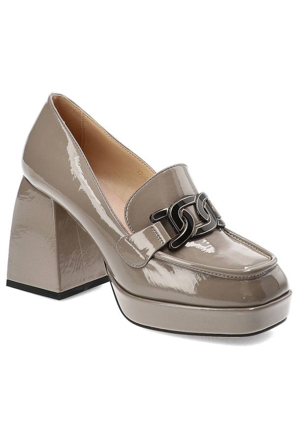 Szare Półbuty S.Barski Damskie Eleganckie Obuwie. Zapięcie: bez zapięcia. Kolor: szary. Materiał: skóra ekologiczna. Szerokość cholewki: normalna. Styl: elegancki