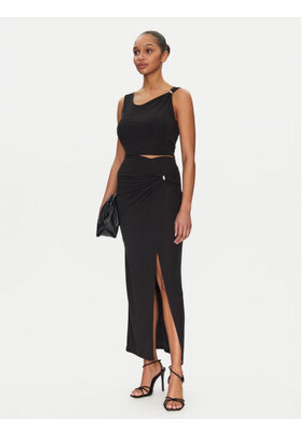 Guess Spódnica midi W5GD0E KAQL2 Czarny Regular Fit. Kolor: czarny