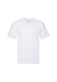 FRUIT OF THE LOOM - Oryginalna Koszulka Unisex Dla Dorosłych Z Dekoltem W Szpic. Kolor: biały