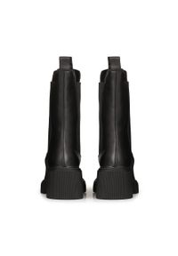 Kazar - Skórzane botki na klocku z elastycznymi wstawkami. Kolor: czarny. Materiał: tkanina, skóra. Szerokość cholewki: normalna. Obcas: na obcasie. Wysokość obcasa: niski #4