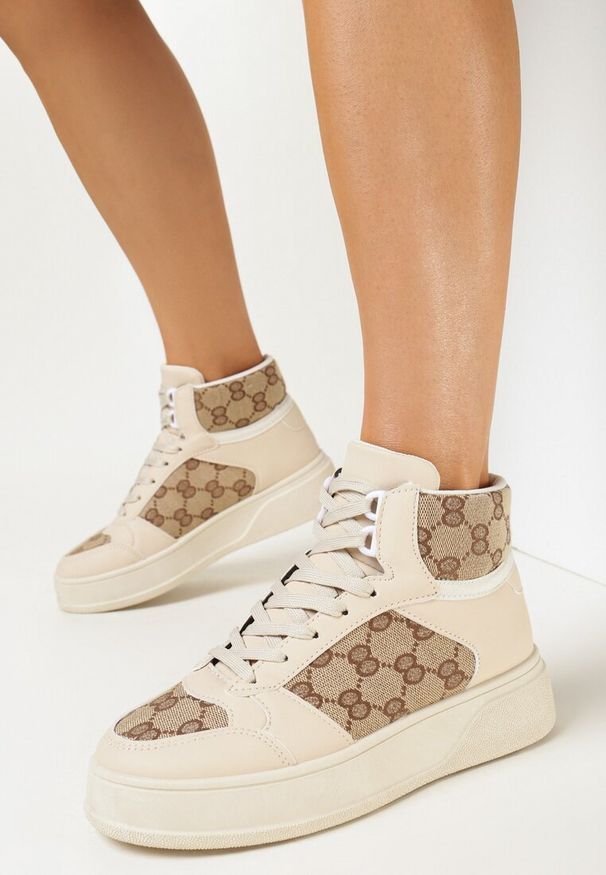 Born2be - Beżowe Sneakersy za Kostkę na Grubej Podeszwie Naindra. Wysokość cholewki: za kostkę. Kolor: beżowy