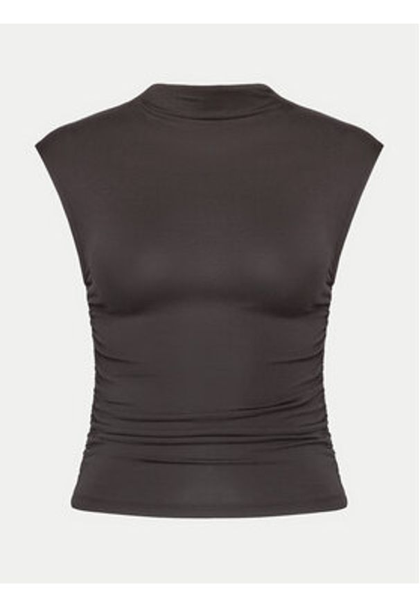 Gina Tricot Top 20883 Szary Slim Fit. Kolor: szary. Materiał: wiskoza