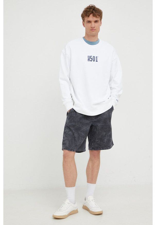 Levi's® - Levi's bluza bawełniana męska kolor biały z aplikacją. Okazja: na spotkanie biznesowe. Kolor: biały. Materiał: bawełna. Wzór: aplikacja. Styl: biznesowy