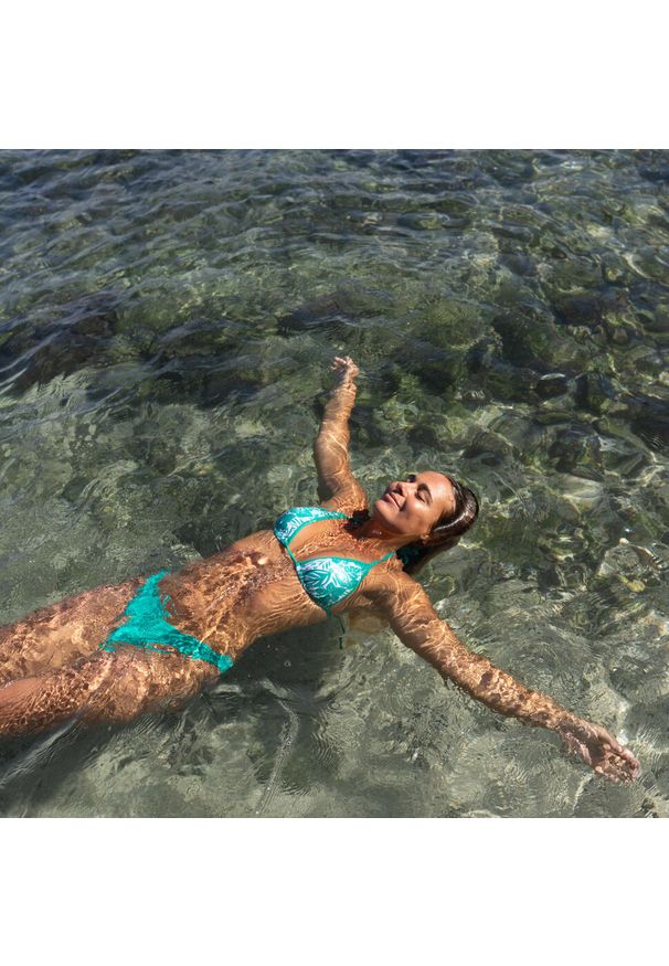 OLAIAN - Góra kostiumu kąpielowego surfingowego damska Olaian Mae Borneo. Kolor: zielony. Materiał: poliester, materiał, elastan, poliamid