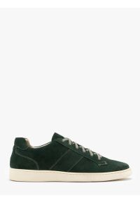 Ryłko - Zielone trampki męskie. Kolor: zielony. Materiał: welur, skóra. Styl: street, sportowy