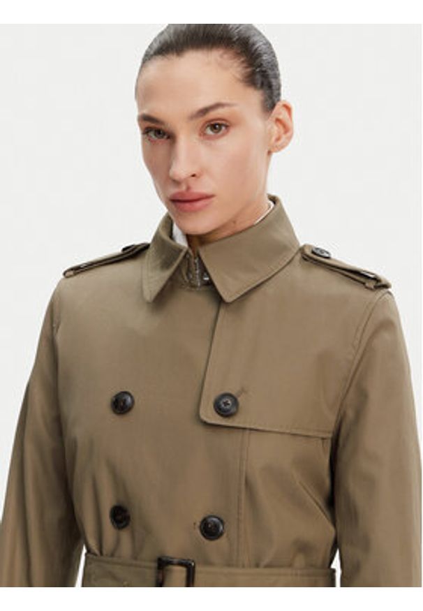 TOMMY HILFIGER - Tommy Hilfiger Trencz WW0WW42133 Khaki Slim Fit. Kolor: brązowy. Materiał: bawełna