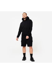 DOMYOS - Bluza z kapturem męska Domyos Gym & Pilates. Typ kołnierza: kaptur. Kolor: czarny. Materiał: materiał, prążkowany, poliester, bawełna, elastan, tkanina. Wzór: ze splotem. Sport: joga i pilates