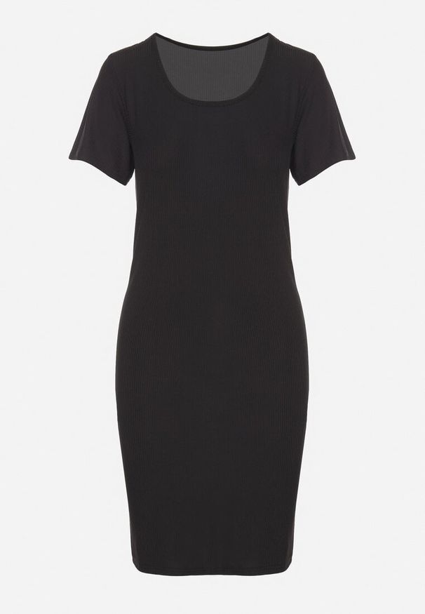 Born2be - Czarna Casualowa Sukienka z Bawełną Lumelisse. Okazja: na co dzień. Kolor: czarny. Materiał: bawełna. Typ sukienki: proste. Styl: casual