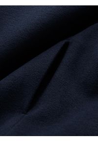 Ombre Clothing - Płaszcz męski z asymetrycznym zapięciem i wysokim kołnierzem – granatowy V3 - Rozmiar: XL. Okazja: na co dzień. Typ kołnierza: kołnierzyk stójkowy. Kolor: niebieski. Materiał: wiskoza, poliester, materiał, syntetyk, włókno. Długość: długie. Wzór: aplikacja, jednolity. Styl: wizytowy, casual, elegancki #4