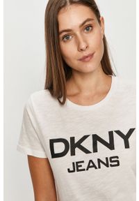 DKNY - Dkny - T-shirt. Okazja: na co dzień. Kolor: biały. Materiał: bawełna, dzianina. Wzór: nadruk. Styl: casual #2