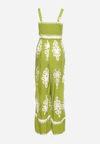 Born2be - Zielony Kombinezon z Wiskozy na Ramiączkach z Marszczoną Górą i Długimi Nogawkami Teseria. Okazja: na co dzień. Kolor: zielony. Materiał: wiskoza. Długość rękawa: na ramiączkach. Długość: długie. Styl: klasyczny, casual, elegancki #5