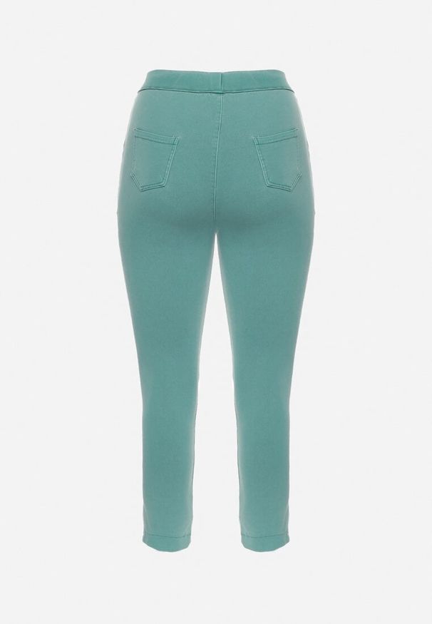 Born2be - Jasnozielone Spodnie Skinny ze Sznurkiem w Pasie i Kieszeniami Irfana. Okazja: na co dzień. Kolor: zielony. Styl: elegancki, casual