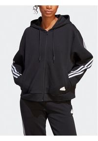 Adidas - adidas Bluza Future Icons 3-Stripes Full-Zip Hoodie HT4715 Czarny Loose Fit. Kolor: czarny. Materiał: bawełna #9