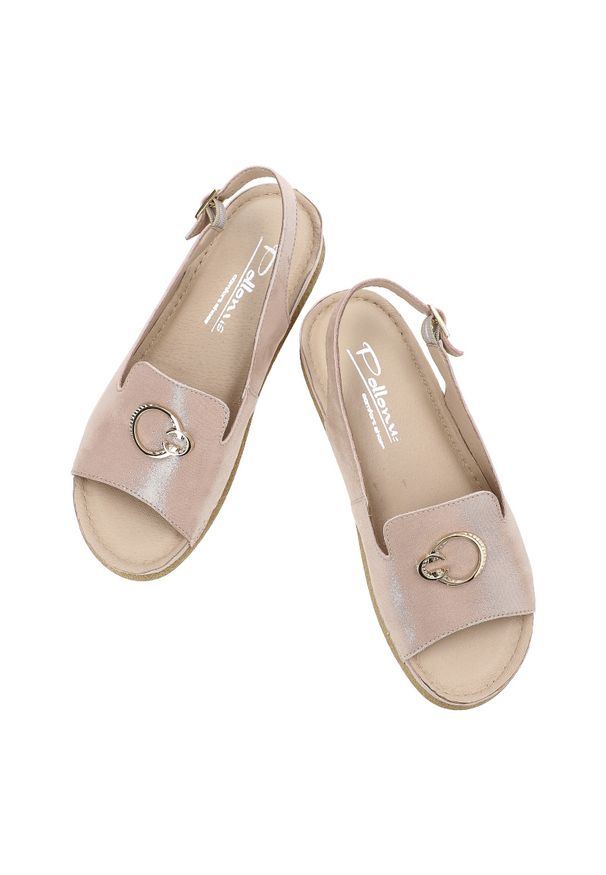 Różowe Sandały Pollonus Modne Obuwie Damskie. Okazja: na co dzień. Zapięcie: pasek. Kolor: różowy. Materiał: satyna. Sezon: lato. Styl: casual