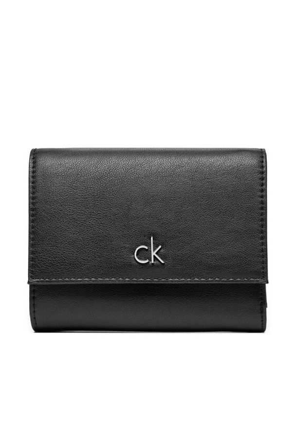 Calvin Klein Mały Portfel Damski Ck Daily Medium Trifold_Pbl K60K612851 Czarny. Kolor: czarny. Materiał: skóra