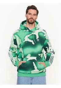 Adidas - Bluza adidas. Kolor: zielony. Wzór: nadruk #1