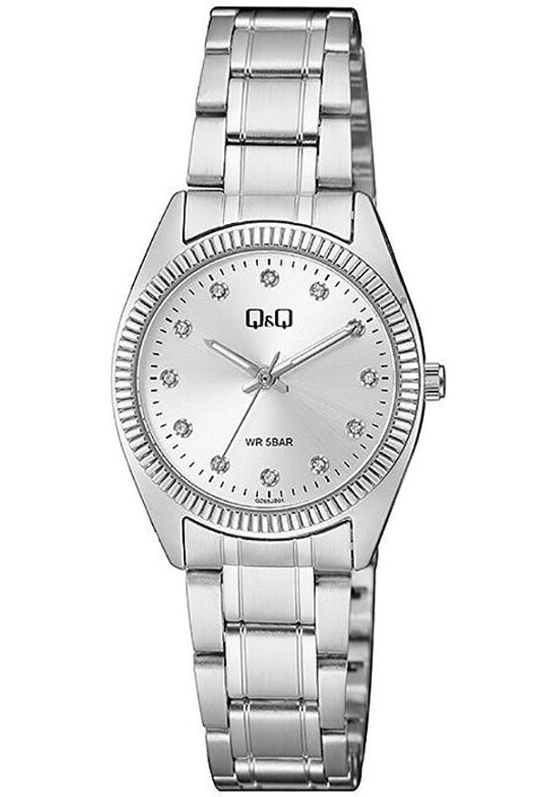 Zegarek damski QQ QZ65-201 CYRKONIE srebrny. Kolor: srebrny