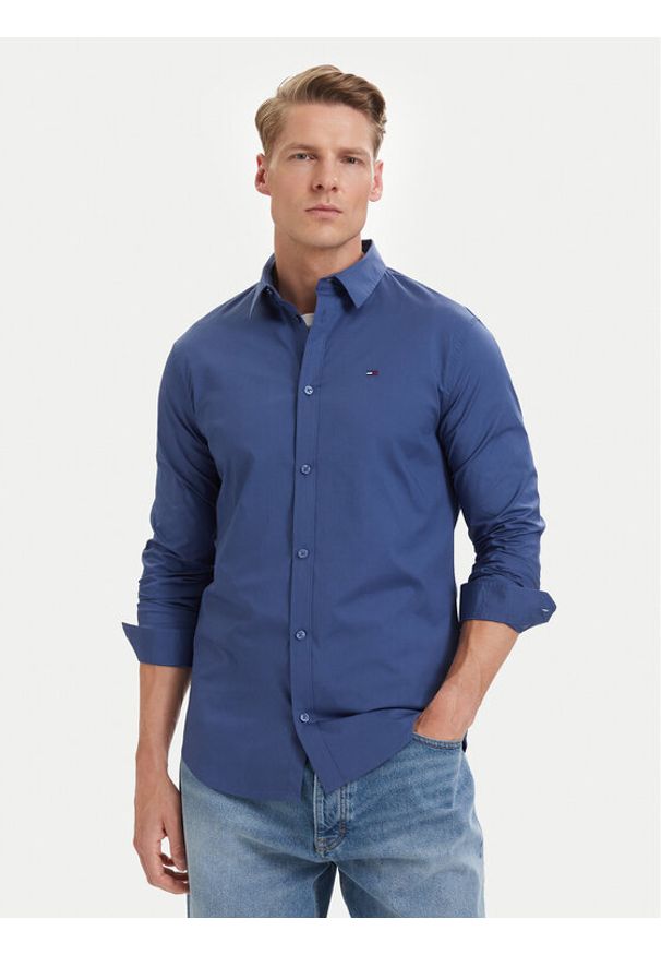 Tommy Jeans Koszula Original DM0DM04405 Niebieski Slim Fit. Kolor: niebieski. Materiał: bawełna