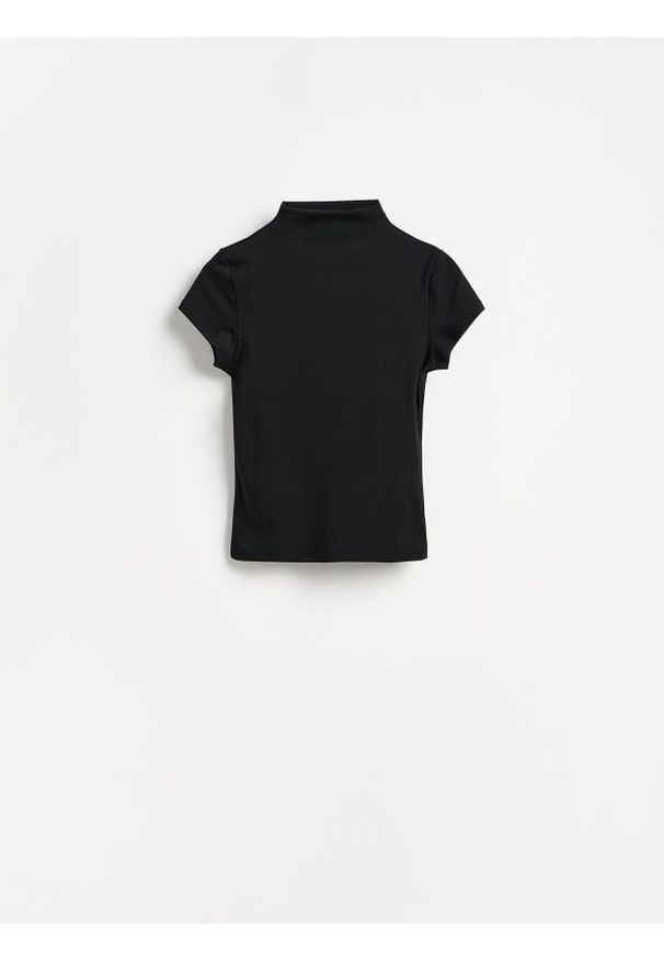 Reserved - T-shirt ze stójką - czarny. Typ kołnierza: kołnierzyk stójkowy. Kolor: czarny. Materiał: wiskoza, dzianina