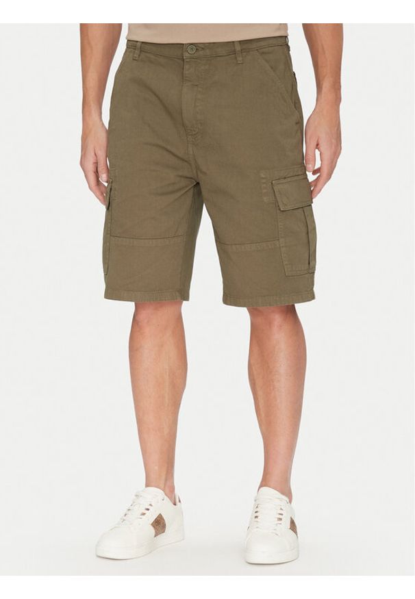 Guess Jeans Szorty materiałowe M5GD45 WGCV1 Khaki Regular Fit. Kolor: brązowy. Materiał: bawełna