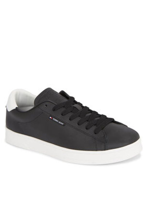Tommy Jeans Sneakersy Tjm Leather Low Cupsole EM0EM01374 Czarny. Kolor: czarny. Materiał: skóra