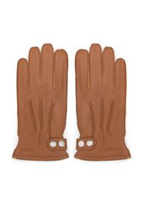 Wittchen - Męskie rękawiczki skórzane z ozdobnymi zatrzaskami brązowe. Kolor: brązowy. Materiał: skóra. Styl: klasyczny, elegancki