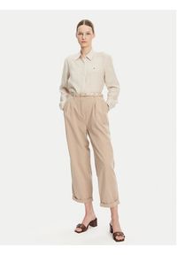 TOMMY HILFIGER - Tommy Hilfiger Koszula WW0WW44679 Beżowy Relaxed Fit. Kolor: beżowy. Materiał: len