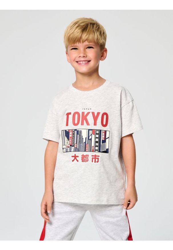 Sinsay - Koszulka z nadrukiem - szary. Kolor: szary. Wzór: nadruk