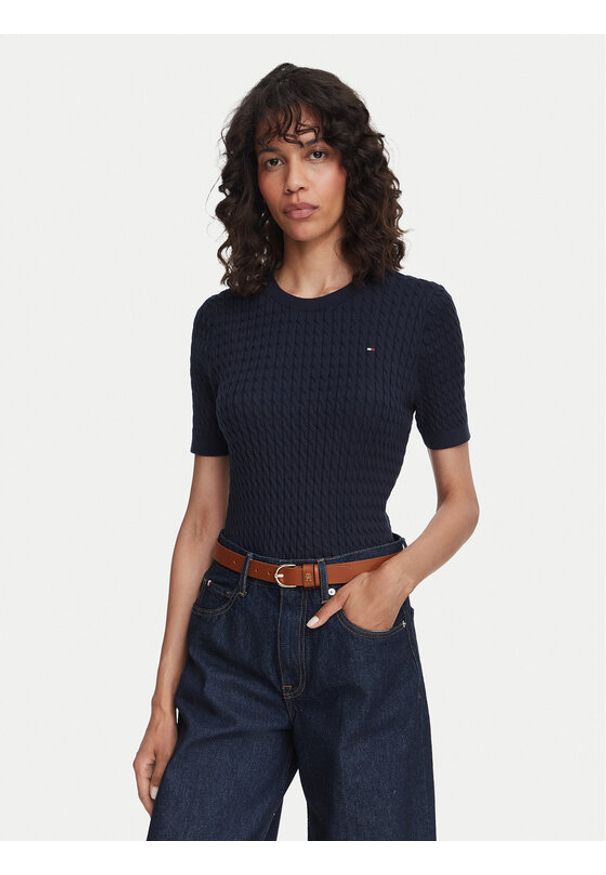 TOMMY HILFIGER - Tommy Hilfiger Sweter WW0WW41787 Granatowy Regular Fit. Kolor: niebieski. Materiał: bawełna