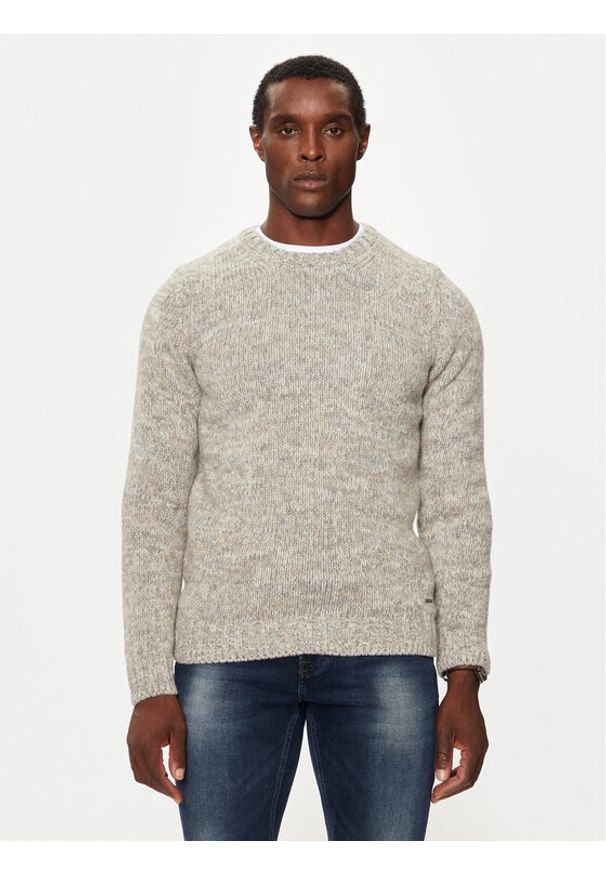 JOOP! Sweter 17 JK-26Vadino 30043451 Beżowy Modern Fit. Kolor: beżowy. Materiał: wełna