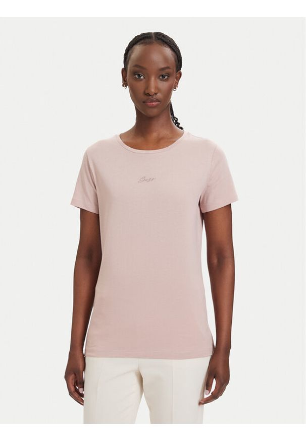 BOSS T-Shirt C_Elove_embro 50554696 Różowy jasny Slim Fit. Kolor: różowy. Materiał: bawełna