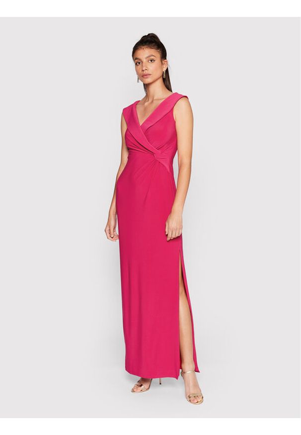 Sukienka wieczorowa Lauren Ralph Lauren. Kolor: różowy. Materiał: syntetyk. Styl: wizytowy