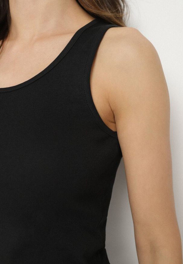 Born2be - Czarny Bawełniany Top w Klasycznym Stylu Fevoirae. Okazja: na spotkanie biznesowe, do pracy, na co dzień. Kolor: czarny. Materiał: bawełna. Styl: klasyczny